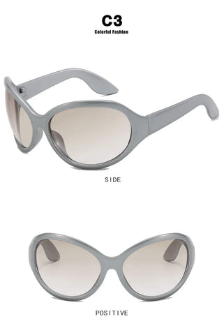 Cyber Goth Wraparound Oval Shield Sunglasses