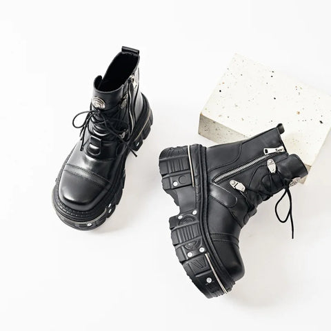 Cyber Goth Rivet Sovereign Platform Boot