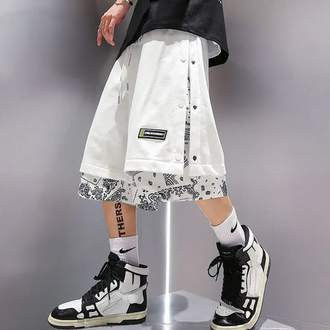 Nu Goth Bandana Splice Snap-Side Shorts
