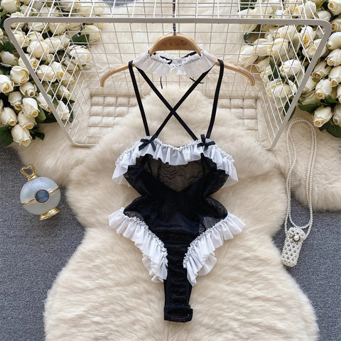 Goth Bound in Contrast Rope Bodysuit