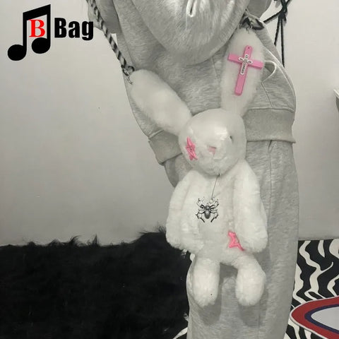 Goth Cursed Bunny Plush Crossbody Bag