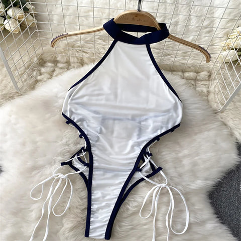 Goth Bound in Contrast Rope Bodysuit