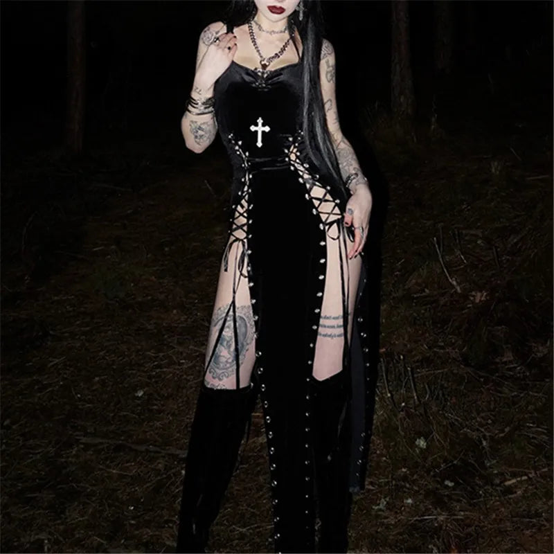 Gothic Dress with black split hem