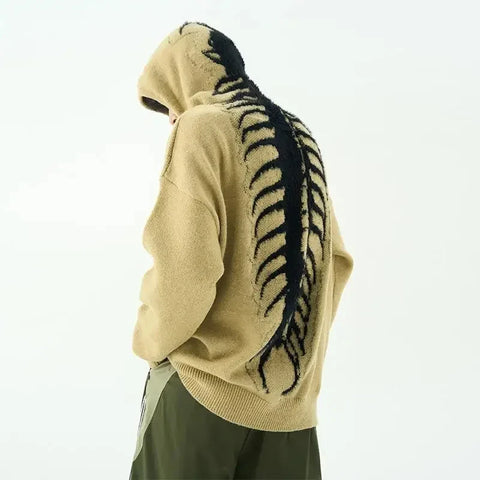 Goth Spine Knit Oversized Hoodie Jacket