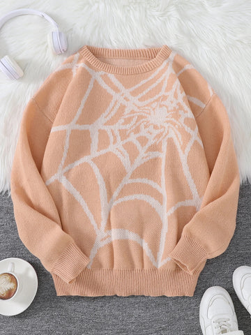 Goth Cobweb Jacquard Knit Sweater