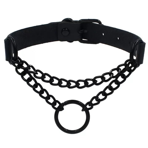 Goth Leather Choker Necklace — Dark Devotion Collection