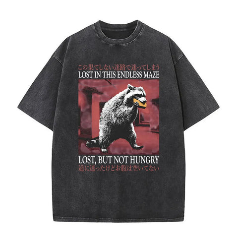 Alt T-shirt with black funny pigeon graphic