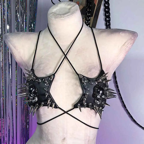Cyber Goth Spiked Armour Halter Top