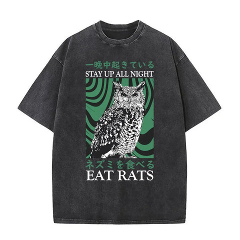 Alt T-shirt with black funny pigeon graphic