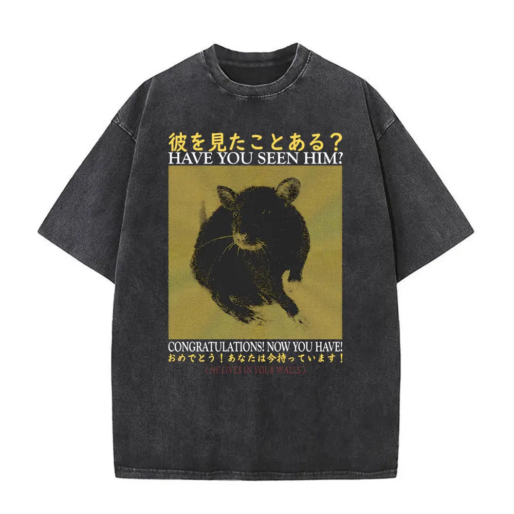 Alt T-shirt with black funny pigeon graphic