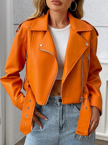 Goth Cropped Moto Coat in Obsidian Black