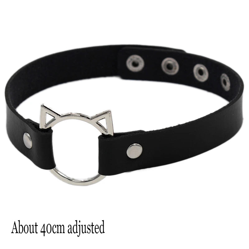 Goth Leather Choker Necklace — Dark Devotion Collection