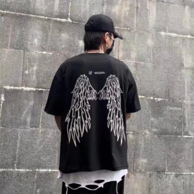 Alt T-shirt with black reflective wings