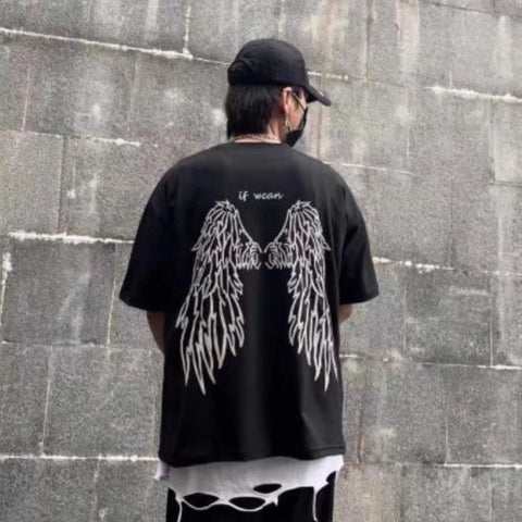 Alt T-shirt with black reflective wings