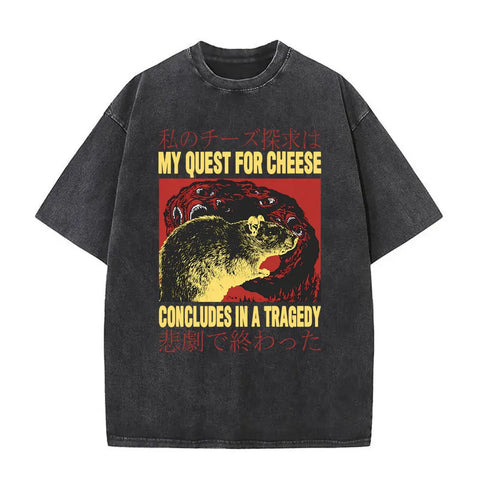 Alt T-shirt with black funny pigeon graphic