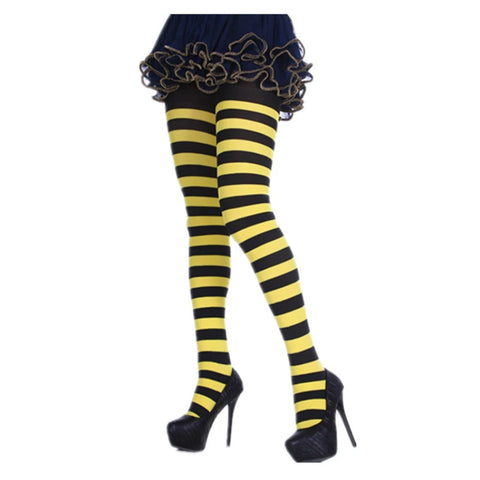 Mall Goth Black & White Striped Tights