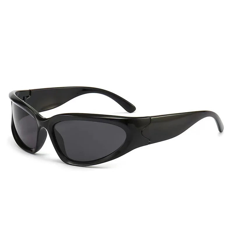 Cyber Goth Chrome Wraparound Shield Sunglasses