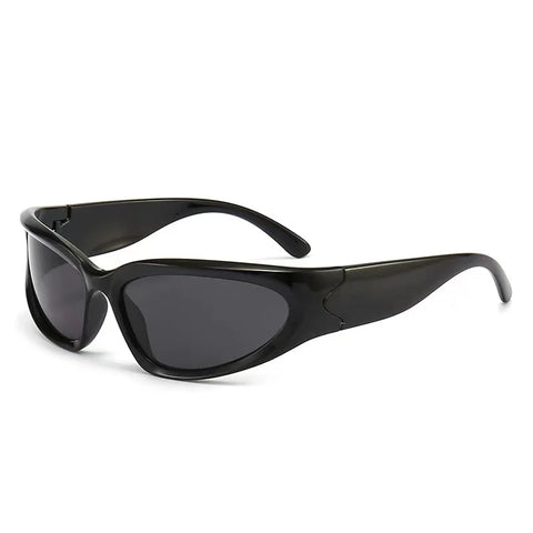 Cyber Goth Chrome Wraparound Shield Sunglasses