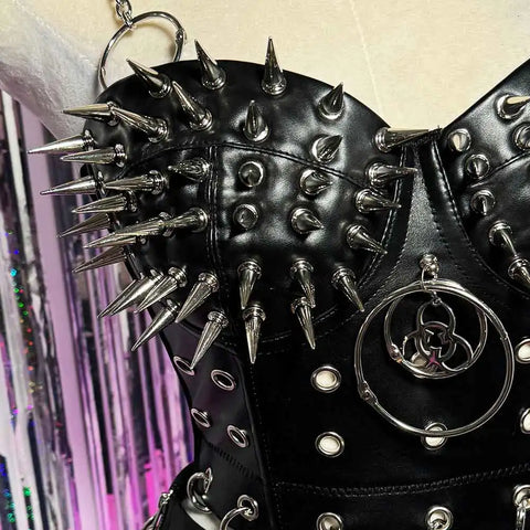 Cyber Goth Spike Storm Bralette T-Shirt