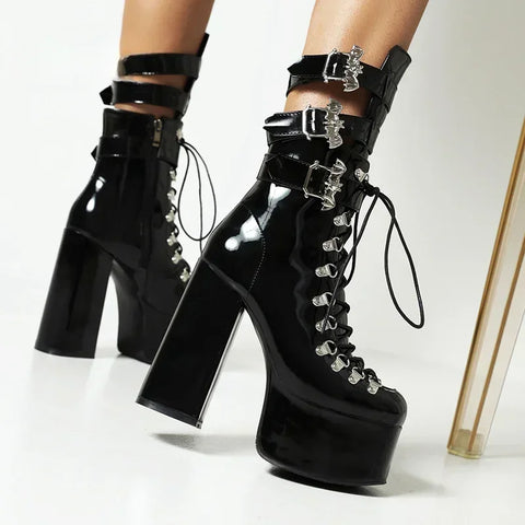 Cyber Goth Bat-Wing Platform Boot