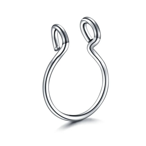 Goth No-Piercing Fang Loop Nose Ring Set
