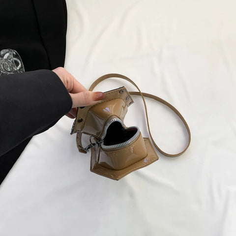 Goth Coffin Rose Embroidered Crossbody Bag