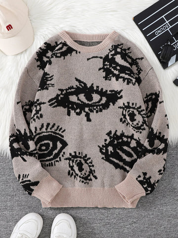 Nu Goth All-Seeing Eyes Jacquard Knit Sweater