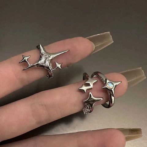 Goth Shattered Star Spike Ring