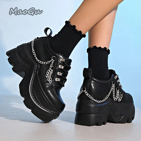 Cyber Goth Chainlink Platform Shoe