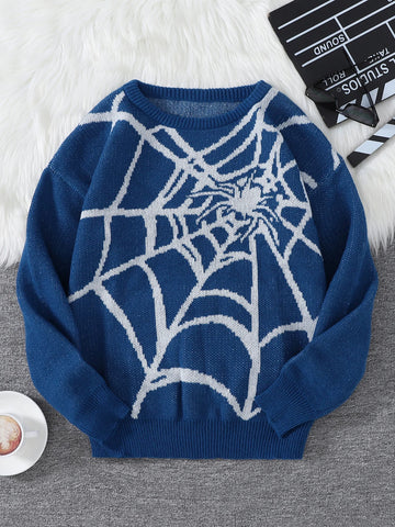 Goth Cobweb Jacquard Knit Sweater