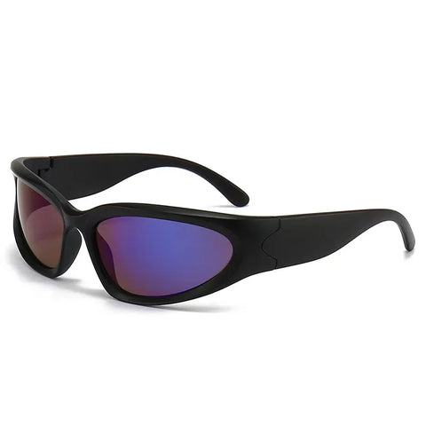 Cyber Goth Chrome Wraparound Shield Sunglasses
