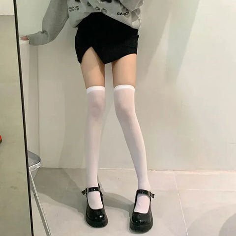 Goth Suspender Garter Illusion Thigh-High Sock