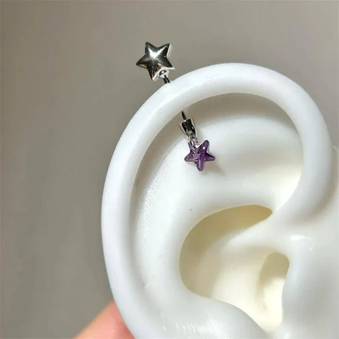 Mall Goth Fallen Angel Wing & Crystal Cross Earring Set