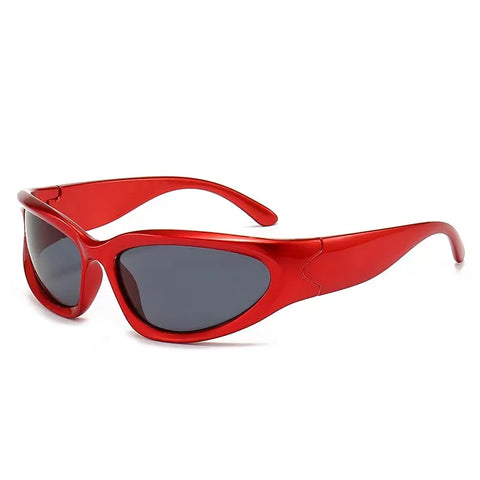 Cyber Goth Chrome Wraparound Shield Sunglasses