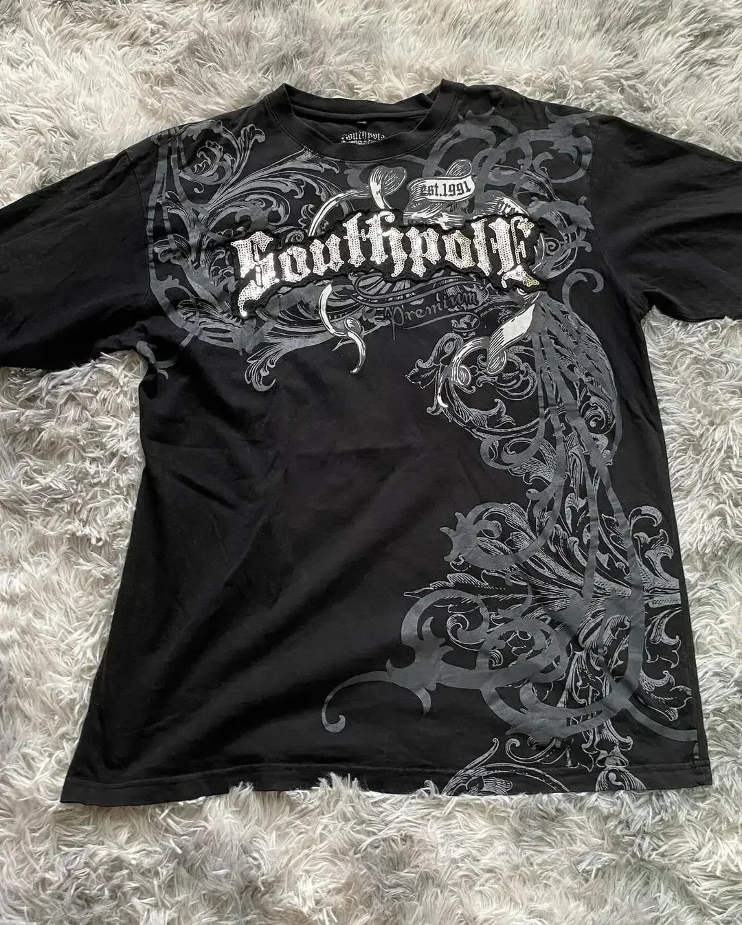 Y2K Goth T-shirt with white splice print