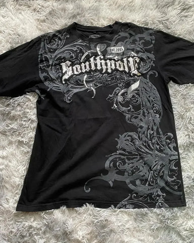 Y2K Goth T-shirt with white splice print