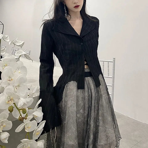 Nu Goth Crinkle Shadow Blouse