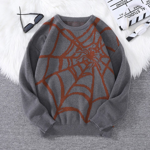 Goth Cobweb Jacquard Knit Sweater
