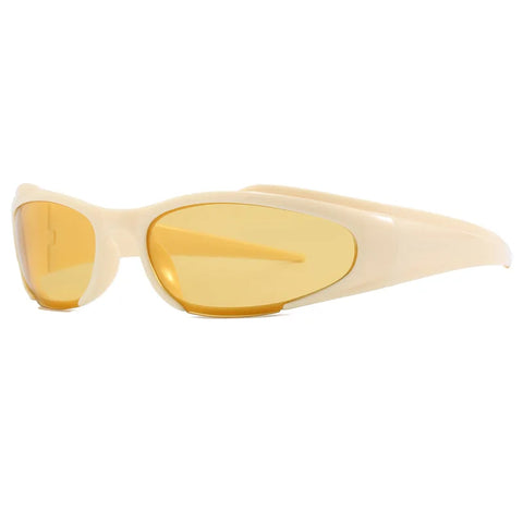 Cyber Goth Alien Wraparound Shades in Acid Green