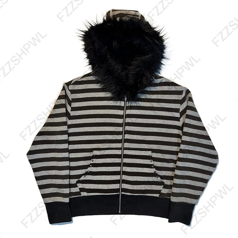 Nu Goth All-Over Cross Print Zip-Up Tshirt Hoodie