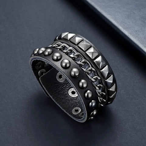 Goth Razor's Edge Stud & Spike Bracelet Set