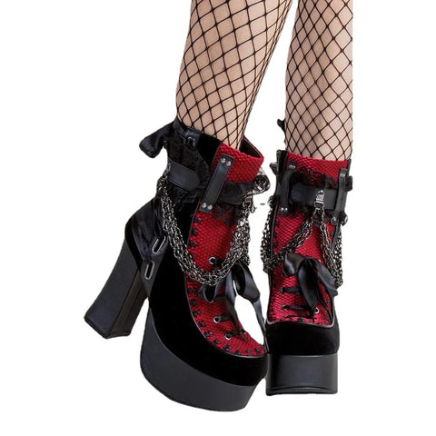 Victorian Goth Crimson Devotion Platform Boot