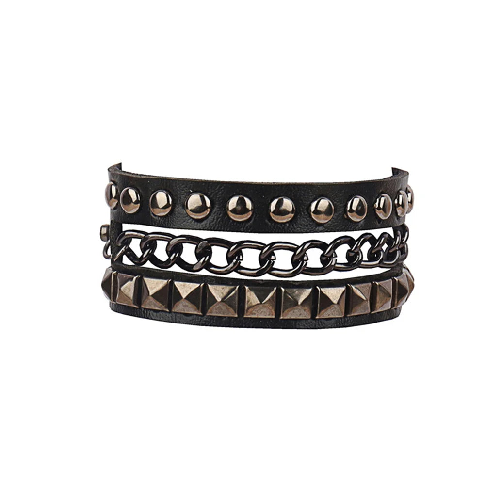 Mall Goth Armour Stack Bracelet — Spikes, Skulls & Chains
