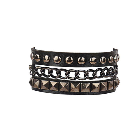 Mall Goth Armour Stack Bracelet — Spikes, Skulls & Chains