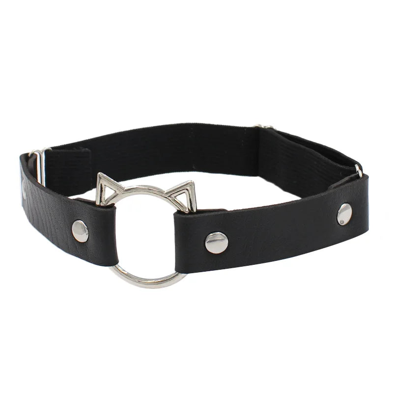 Goth Heart Ring Leather Thigh Garter Harness