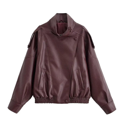 Nu Goth Oversized Moto Coat in Structured Faux Leather