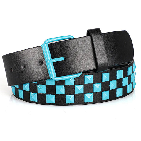 Mall Goth Checkerboard Pyramid Stud Belt