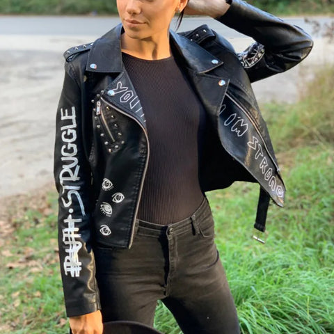 Goth Struggle Graffiti Moto Coat — Eyes Never Lie