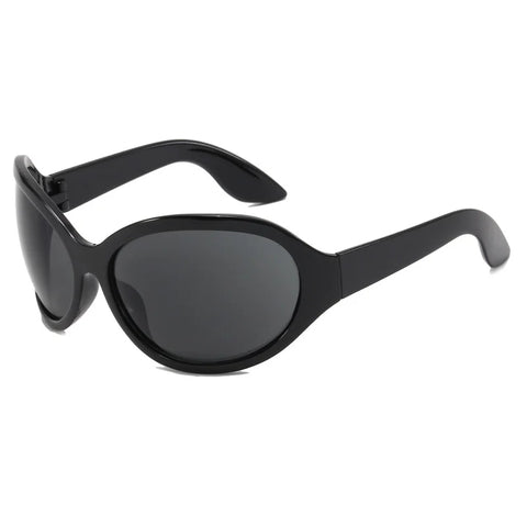 Cyber Goth Wraparound Oval Shield Sunglasses