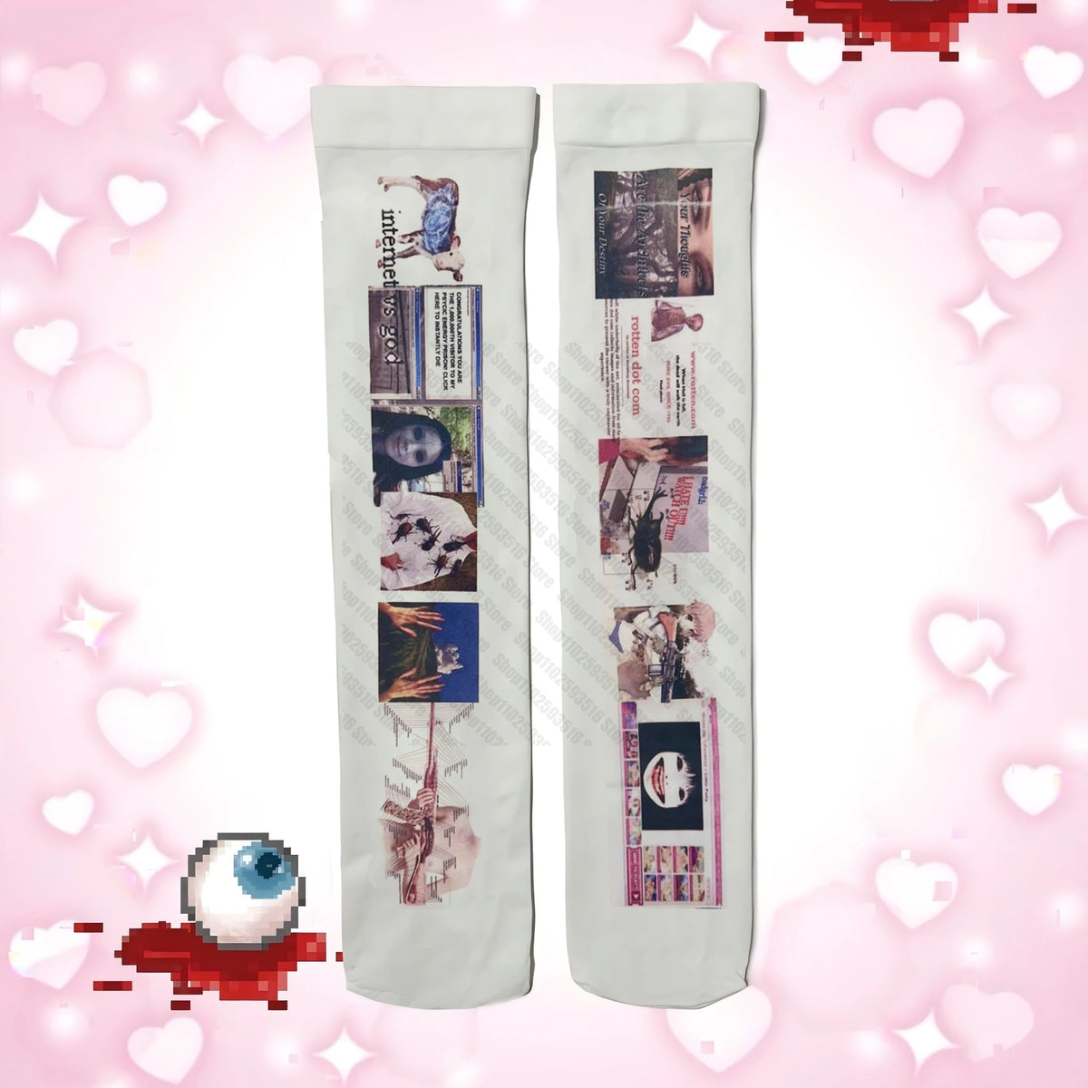 Cyber Goth Internet Vs. God Printed Knee-High Sock